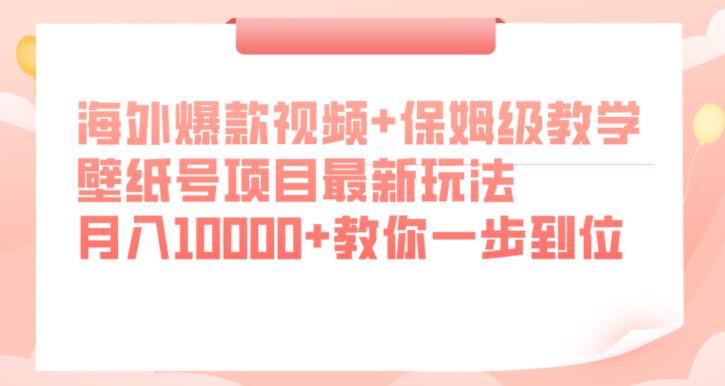 海外爆款视频+保姆级教学，壁纸号项目最新玩法，月入10000+教你一步到位【揭秘】第一学习库-致力于各大收费VIP教程和网赚项目分享第一学习库